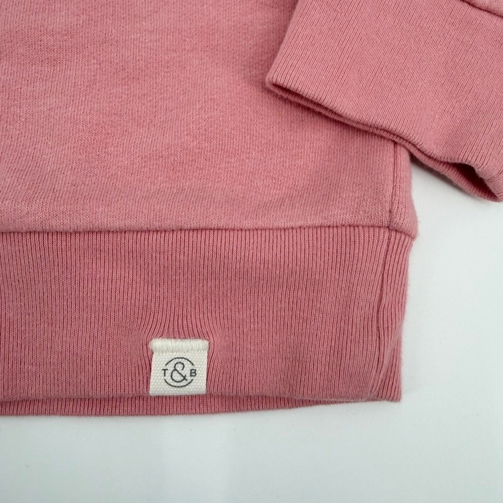 Treasure & Bond Kids XL 14/16 Pink Gray Colorblock 1/4 Zip Cotton Sweatshirt NEW - Picture 2 of 12